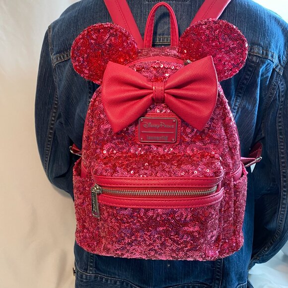 Disney Handbags - Loungefly Disney Parks Hot Pink Sequin Mini Backpack - Discontinued, Pre-Loved